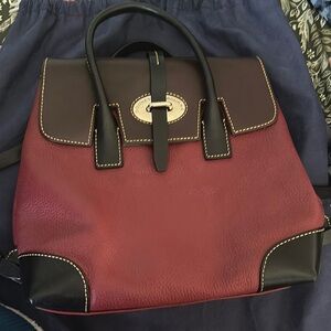 Elegant Red and Black Leather Handbag Backpack